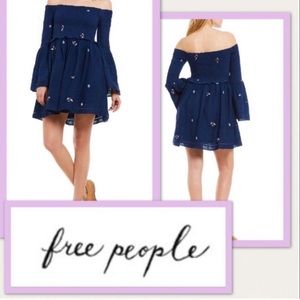 Free People counting daisies off shoulder dress.